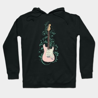 Pink S-Style Electric Guitar Flowering Vines Hoodie